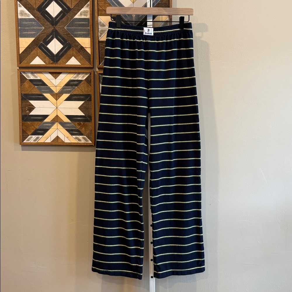 PARKE Striped Cotton Boxer Pants in Denim Stripe size Small